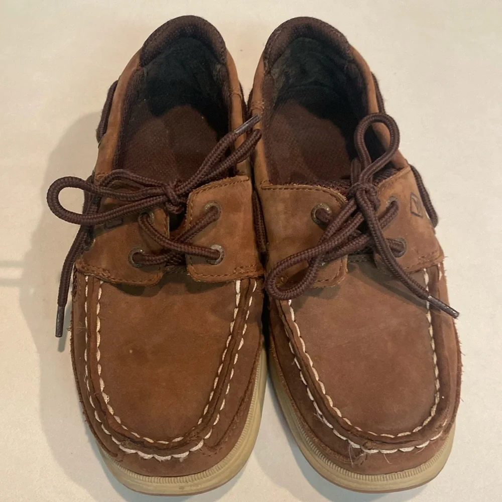 SPERRY Kids Brown Boat Leather Shoes SZ 2.5 GUC